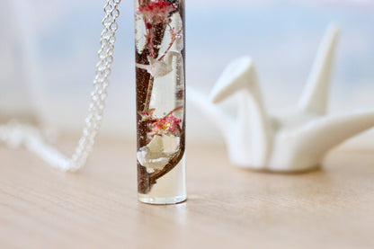 Sculpted By Hand Paper Crane Cherry Blossom Tree Necklace