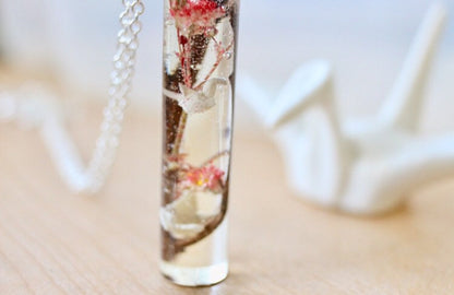 Sculpted By Hand Paper Crane Cherry Blossom Tree Necklace