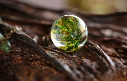 Moss Resin Nature Orb Necklace