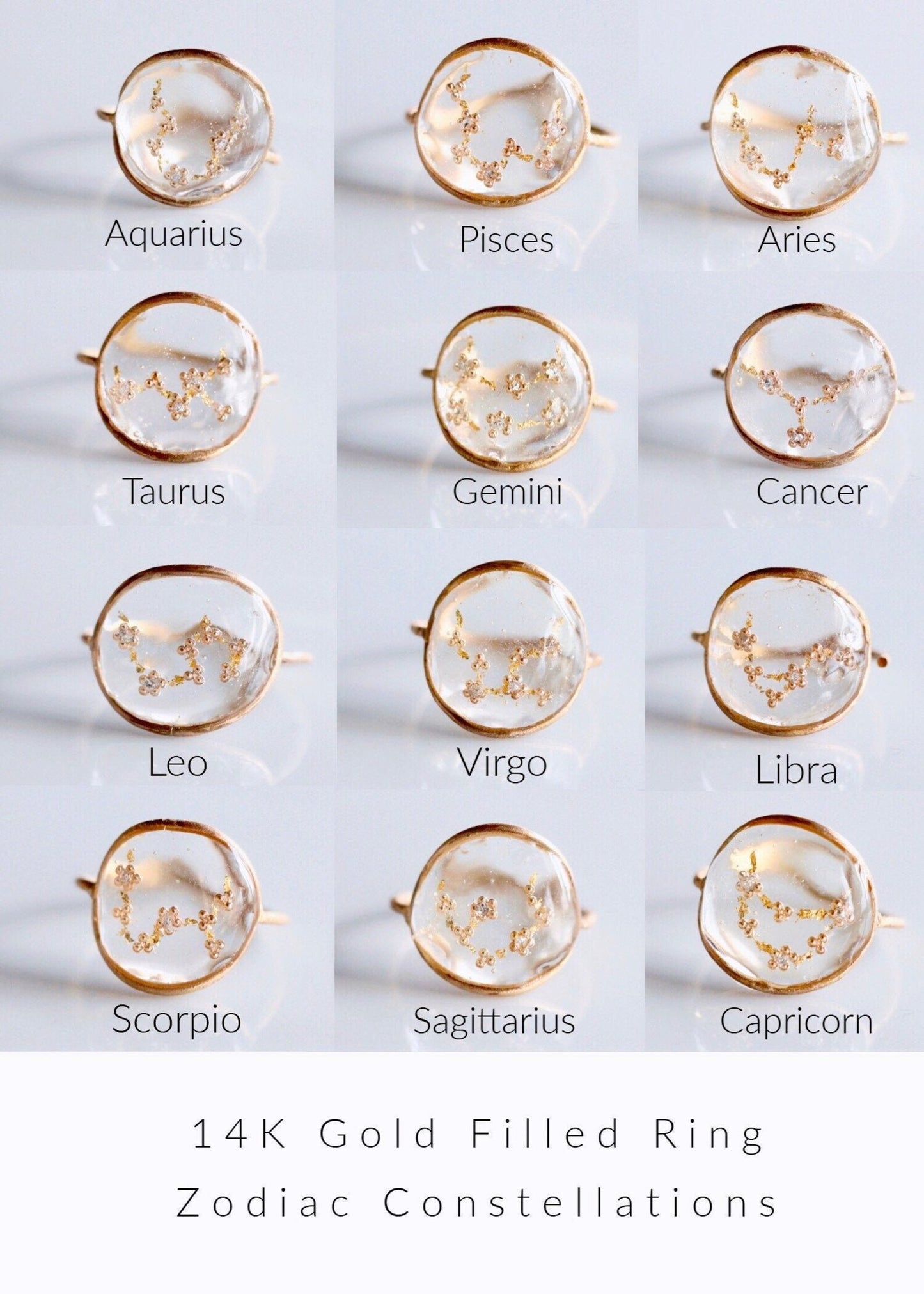 Zodiac Constellation Ring 14k Gold Filled