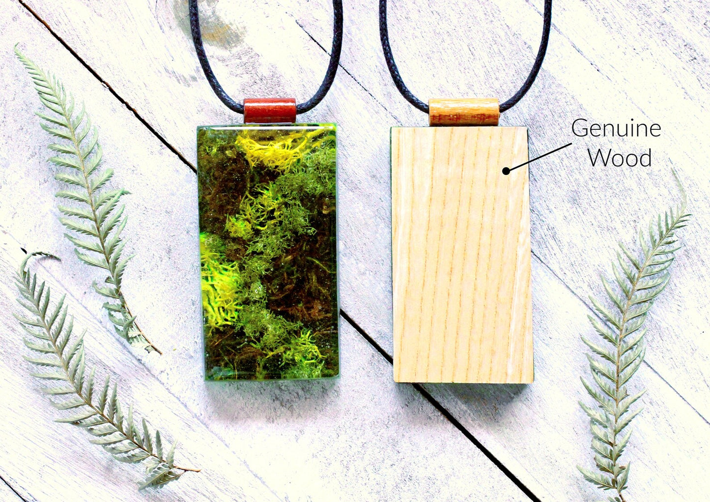 Greenwood Forest Moss Resin Art Necklace