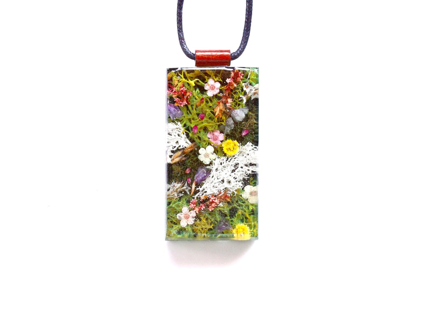 Assorted Blossom Flower Moss Terrarium Resin Art Necklace